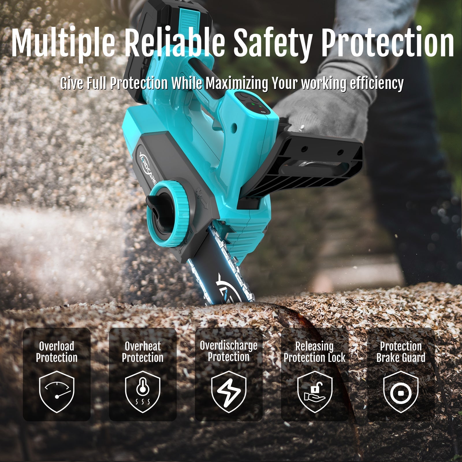 YARDCARE 12" bürstenlose Akku-Kettensäge