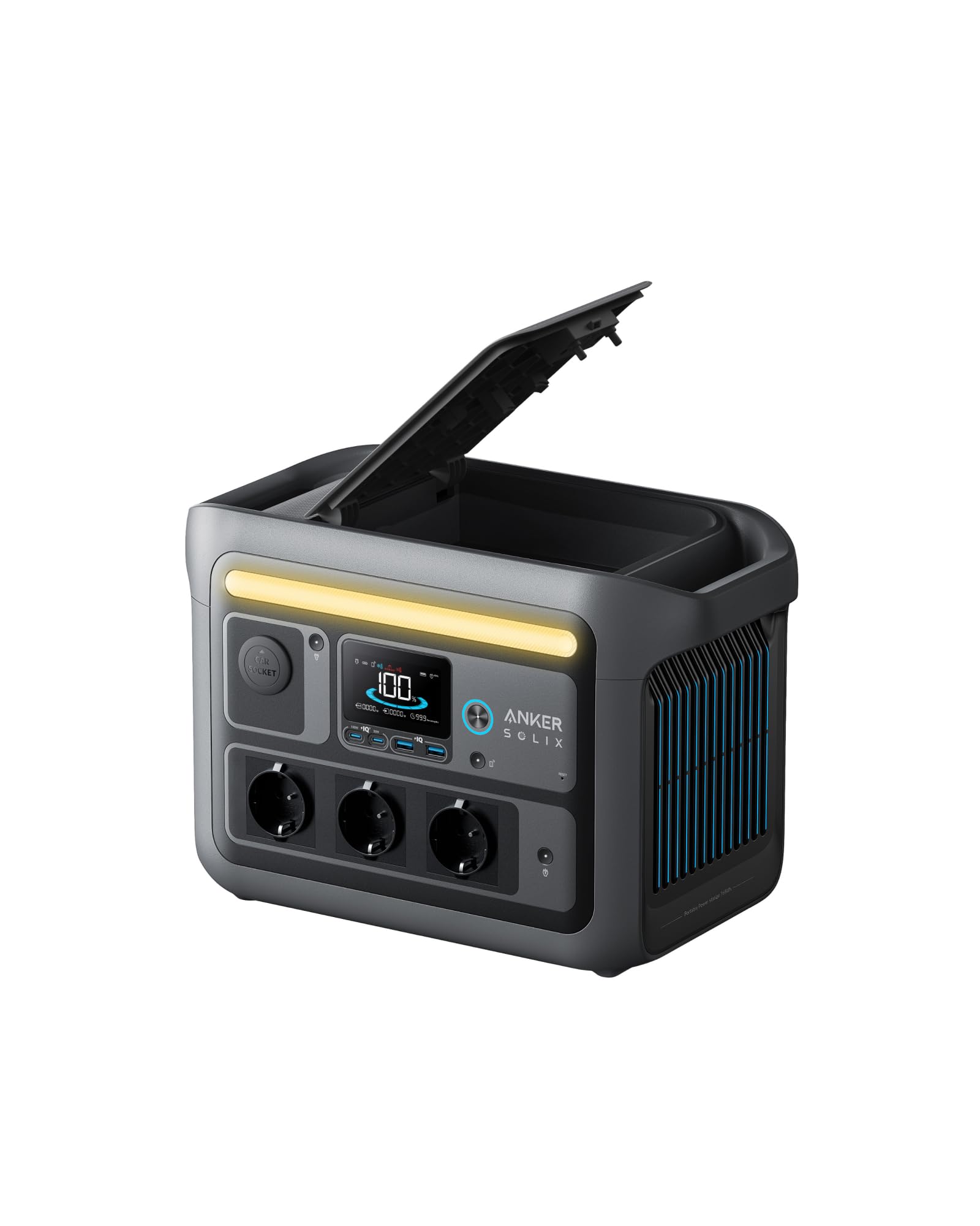 Anker SOLIX C800 Plus Tragbare Powerstation mit 100W Solarpanel, 1200W (1600W Spitzenleistung) Solargenerator für Campingbeleuchtung, 768Wh LiFePO4 Akkus für Camping, Wohmobil, Reisen, Stromausfall