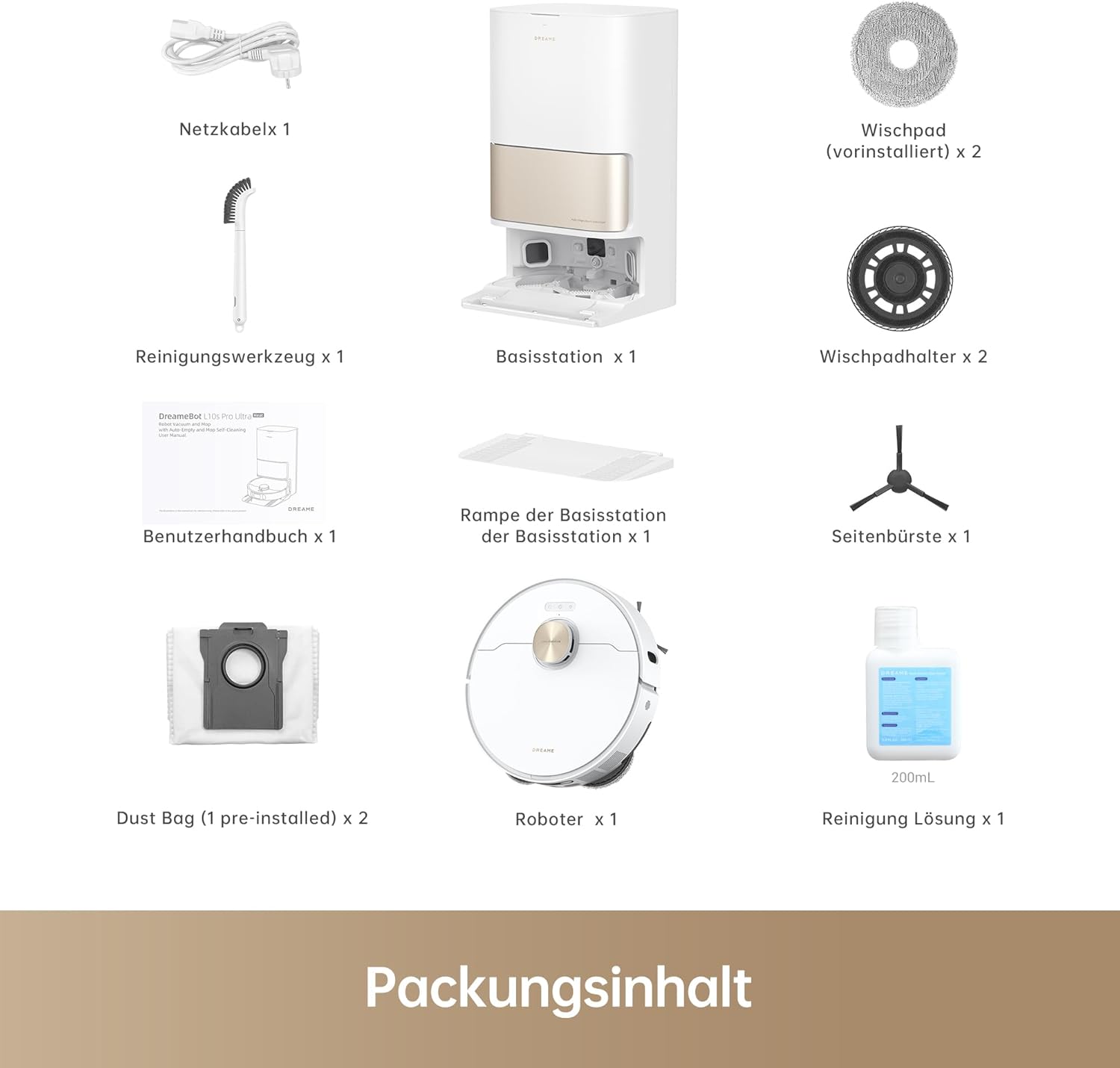 Dreame L10s Pro Ultra Heat, 7,000Pa, Heißwasser-Mopp, Teppicherkennung, Doppel-Mopp, Selbstreinigung