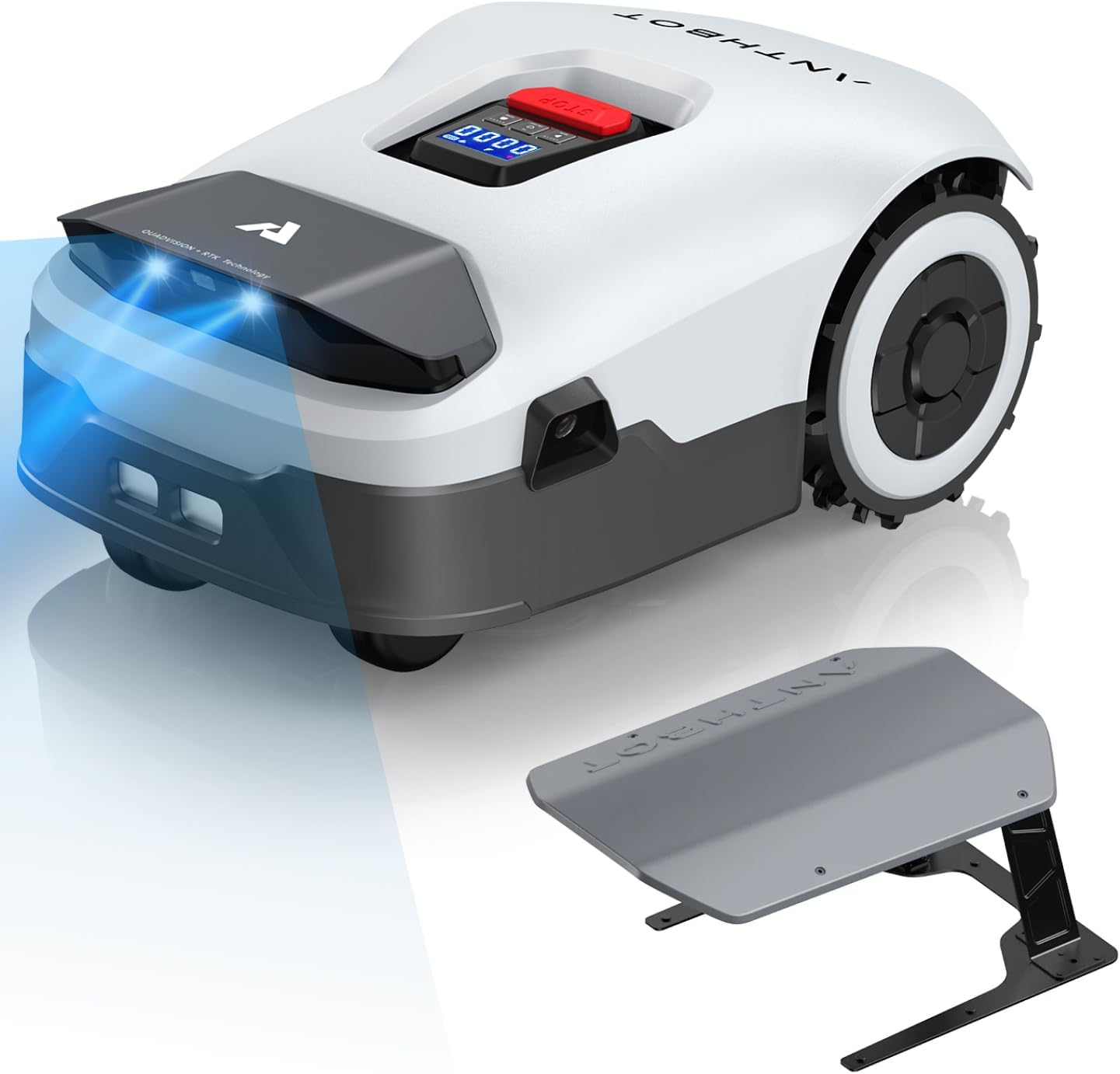 ANTHBOT Genie Mähroboter ohne Begrenzungskabel 3600 m², Full Band RTK + 4-Augen-Vision Roboter-Rasenmäher, 30+ Mehrzonen-Management, KI-Intelligente Hindernisvermeidung & Rasenpflege - Genie 3000