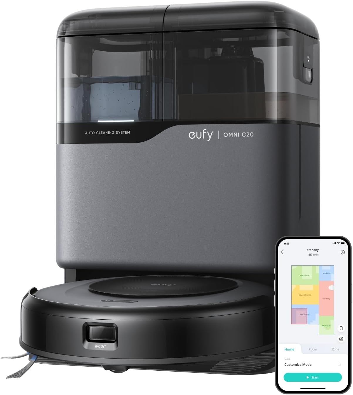 Eufy Omni C20, 7.000Pa, All-in-One-Station, Auto-Entleerung & -Reinigung, 8,5 cm, mit Wischfunktion