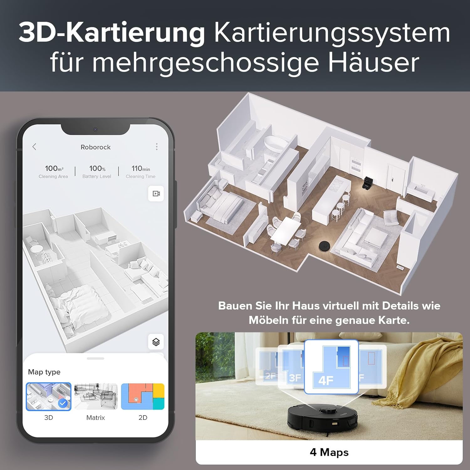 Roborock S7 Max Ultra, 5500 Pa, Selbstreinigung & App-Steuerung