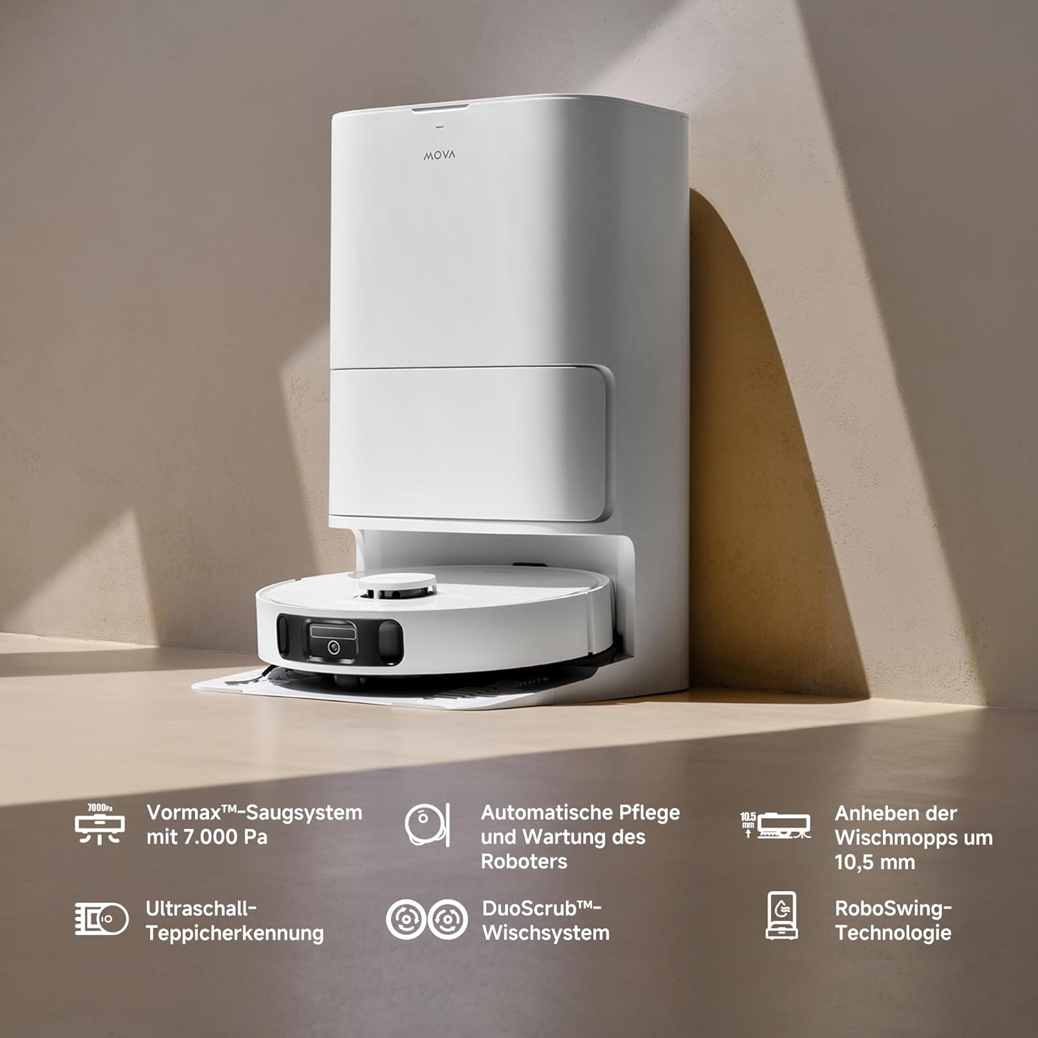 Mova E30 Ultra, 7.000Pa, Selbstreinigung, 10,5 mm Hebemopp, Teppicherkennung