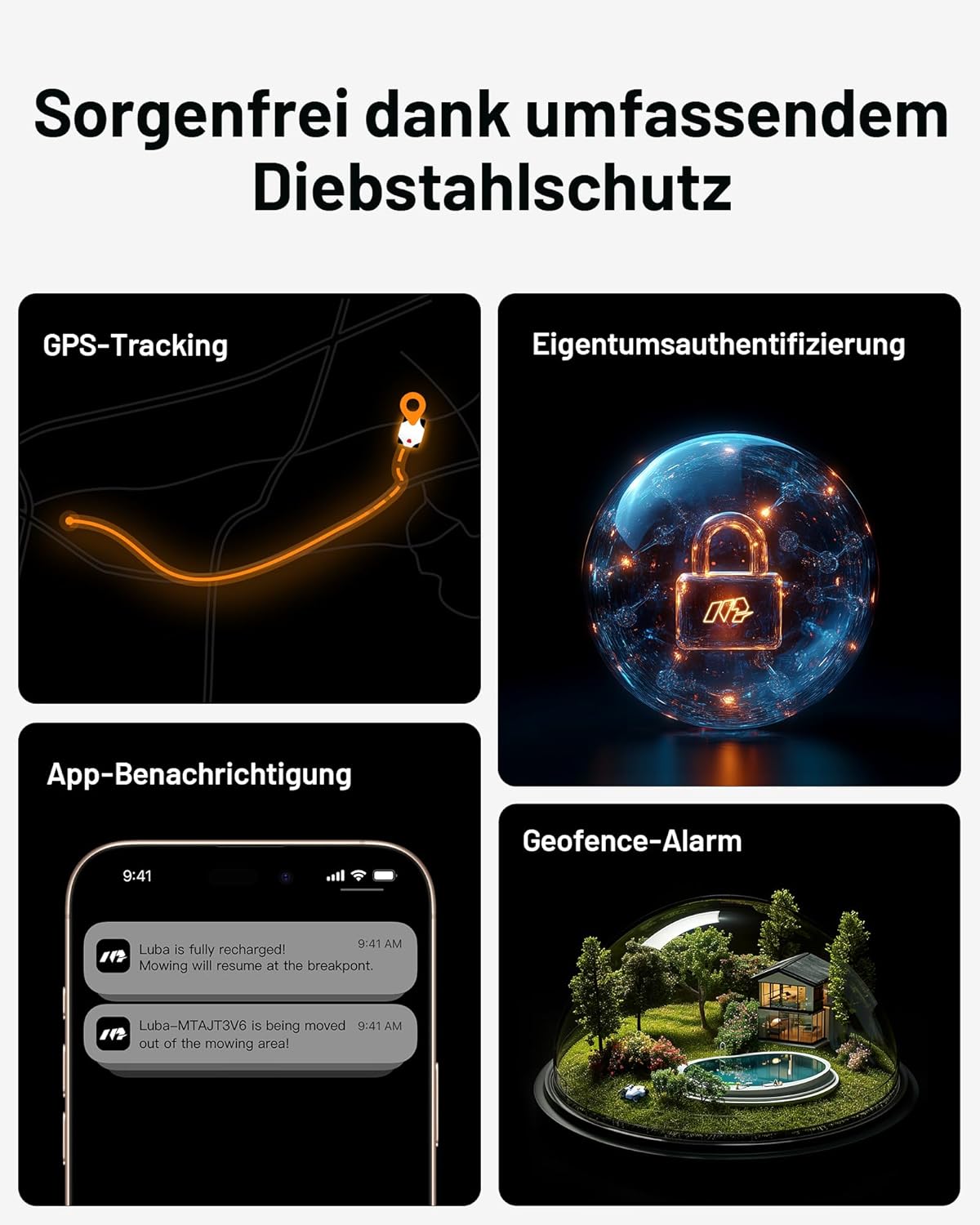 MAMMOTION LUBA 2 AWD 5000X Mähroboter 5000 m², NetRTK+Vision, ohne Kabel, 80 % Steigung