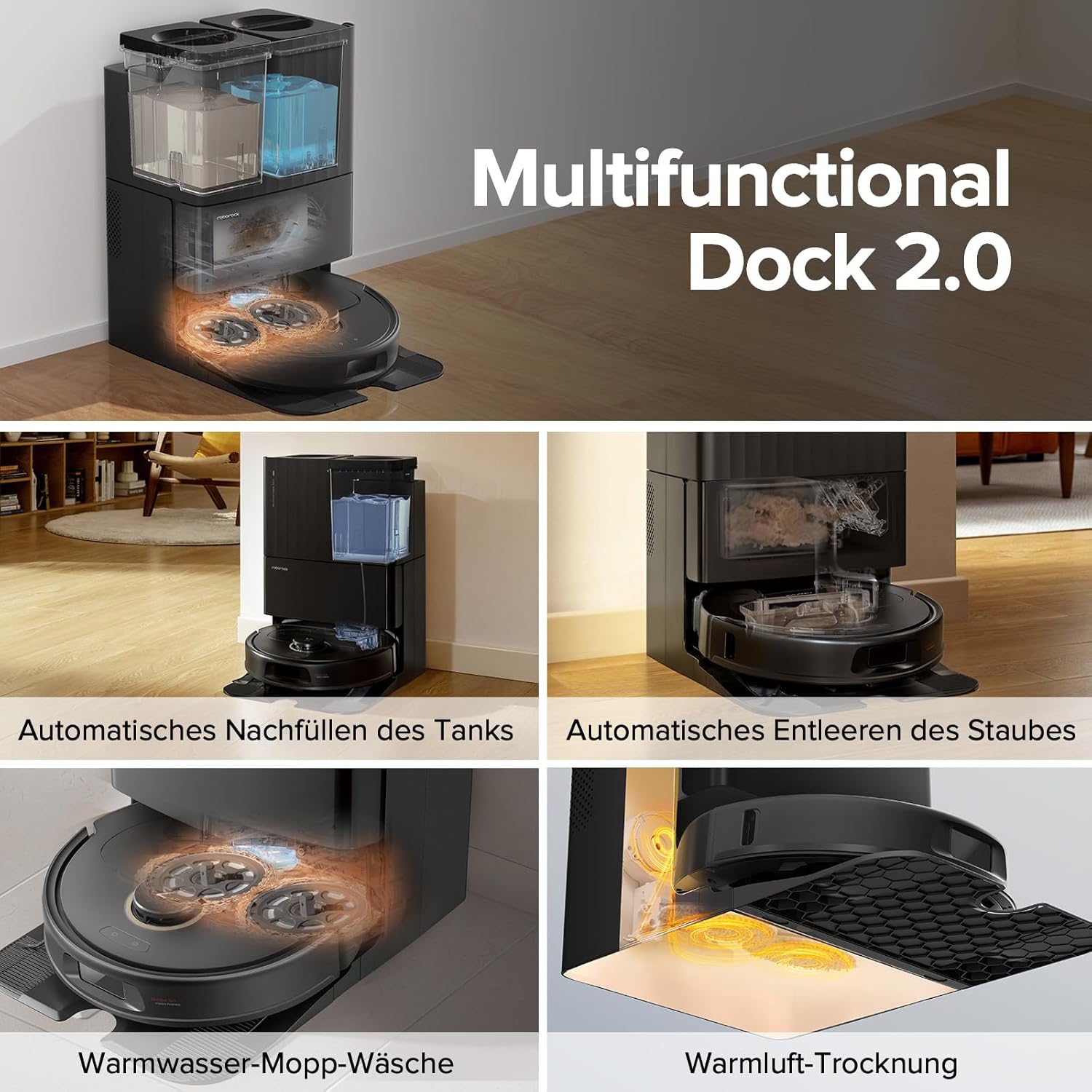 Roborock Qrevo Pro Set, 7000 Pa, FlexiArm™, 60 °C Moppreinigung