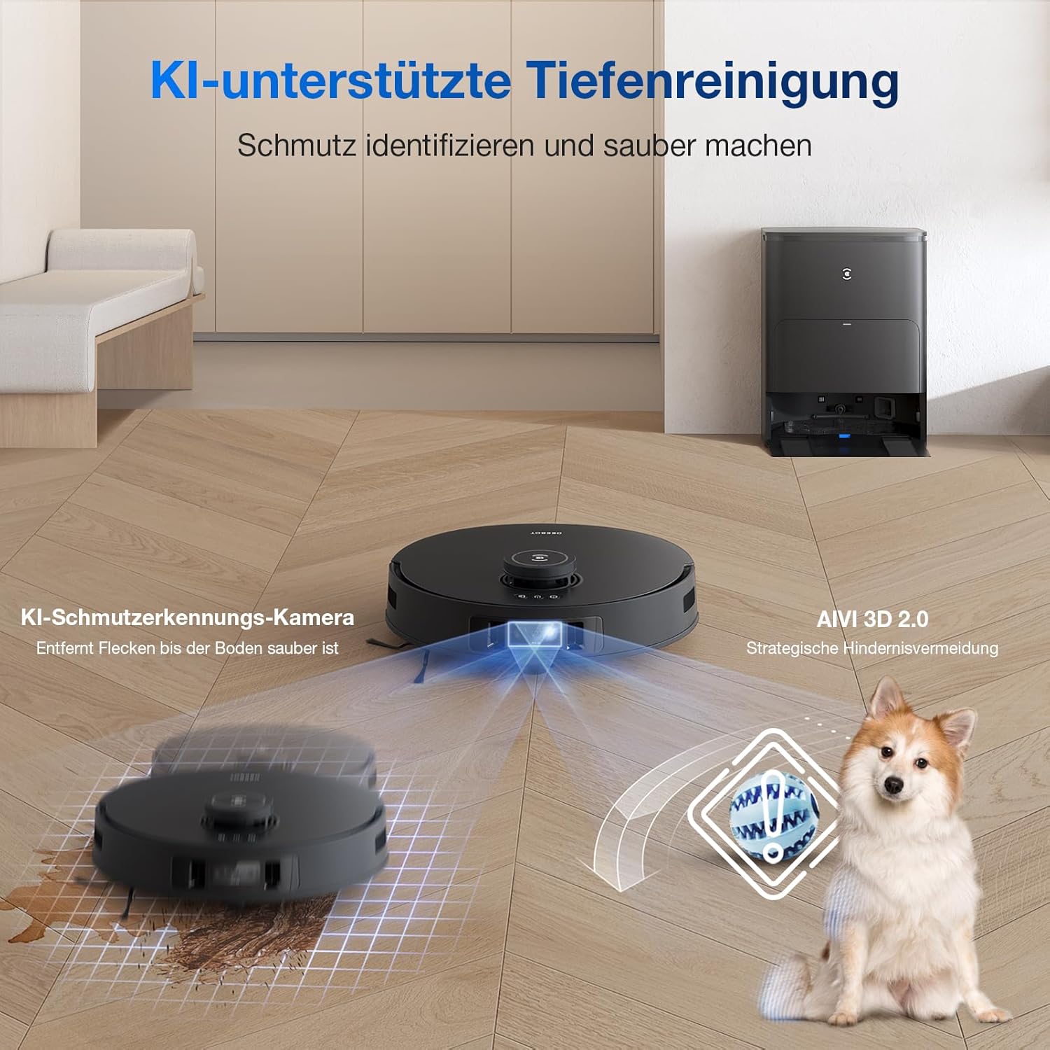 Deebot T30S Pro, 11,000Pa, Heißwasser-Wischung, ZeroTangle, TruEdge™, KI-Navigation