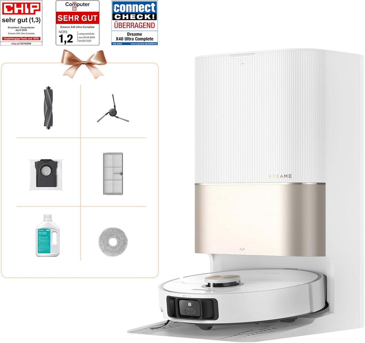 Dreame X40 Ultra Robot Vacuum with Mop, 12,000Pa, Self-Cleaning & Auto Empty