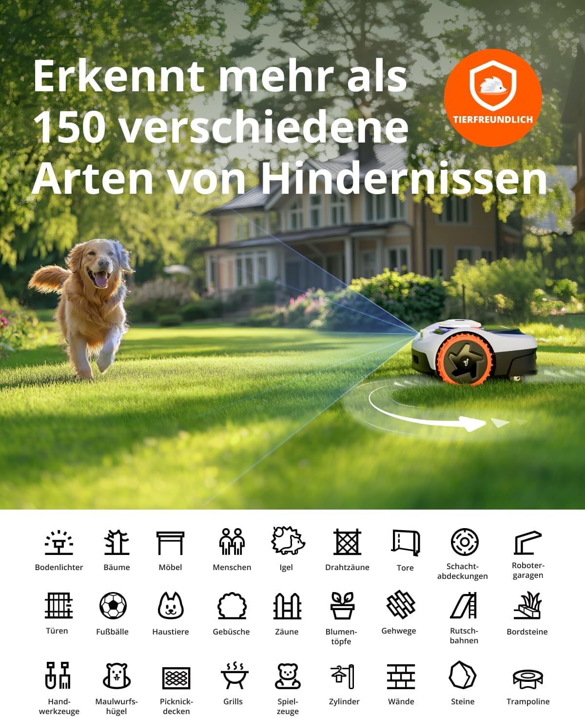 Navimow i105E Mähroboter 500 m², RTK+Vision, Igelschutz & KI