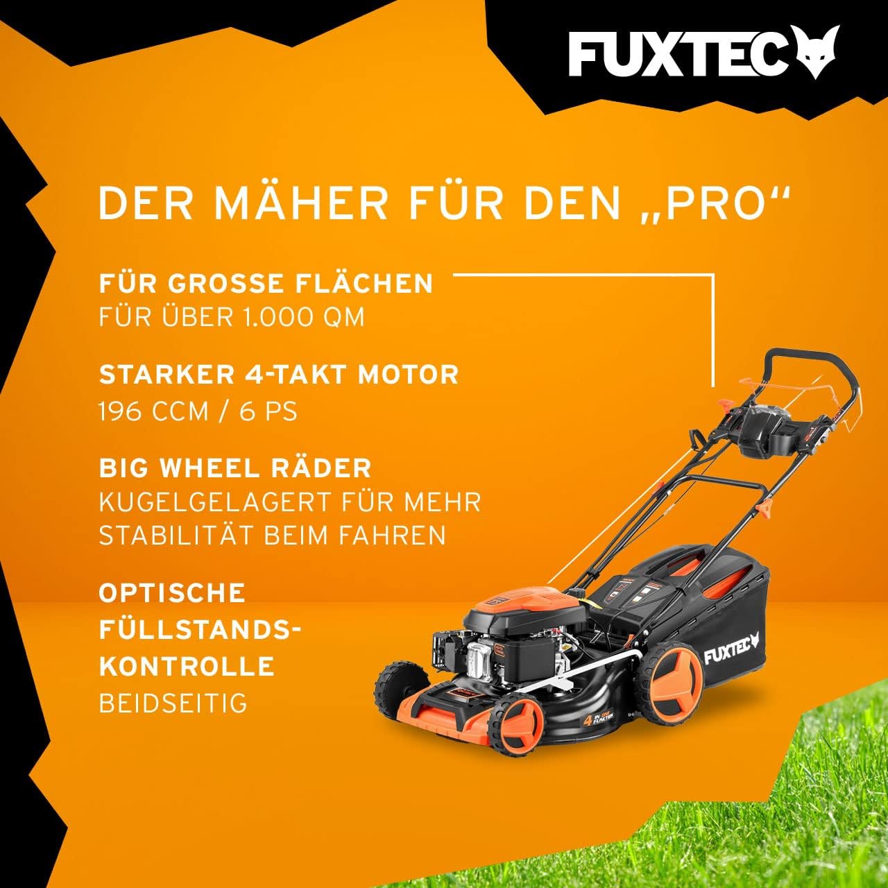 FUXTEC FX-RM5196eSPRO 4in1 Benzinmäher, E-Start & Antrieb, 51 cm Schnitt