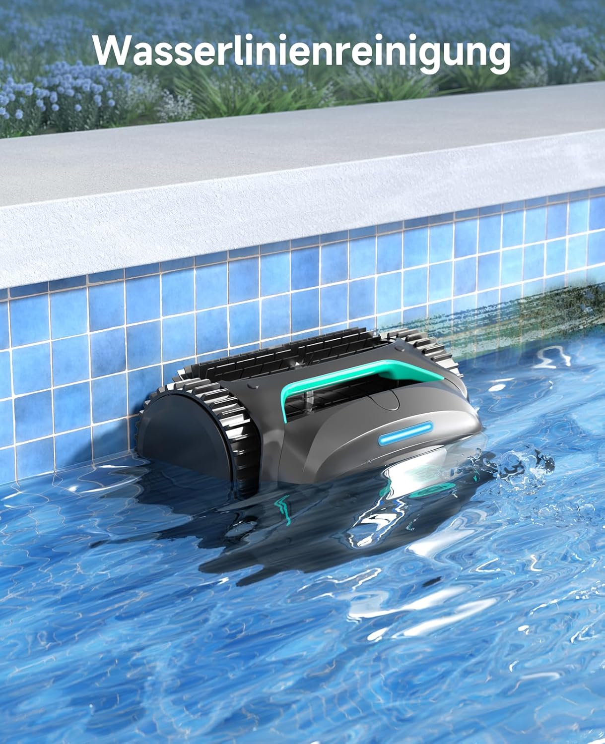 WYBOT C2 Poolroboter Akku, Boden & Wand, bis 150㎡, Doppelfilter, 3 Motoren, Wandkletter, 183 Min, App, Schwarz-Grün B