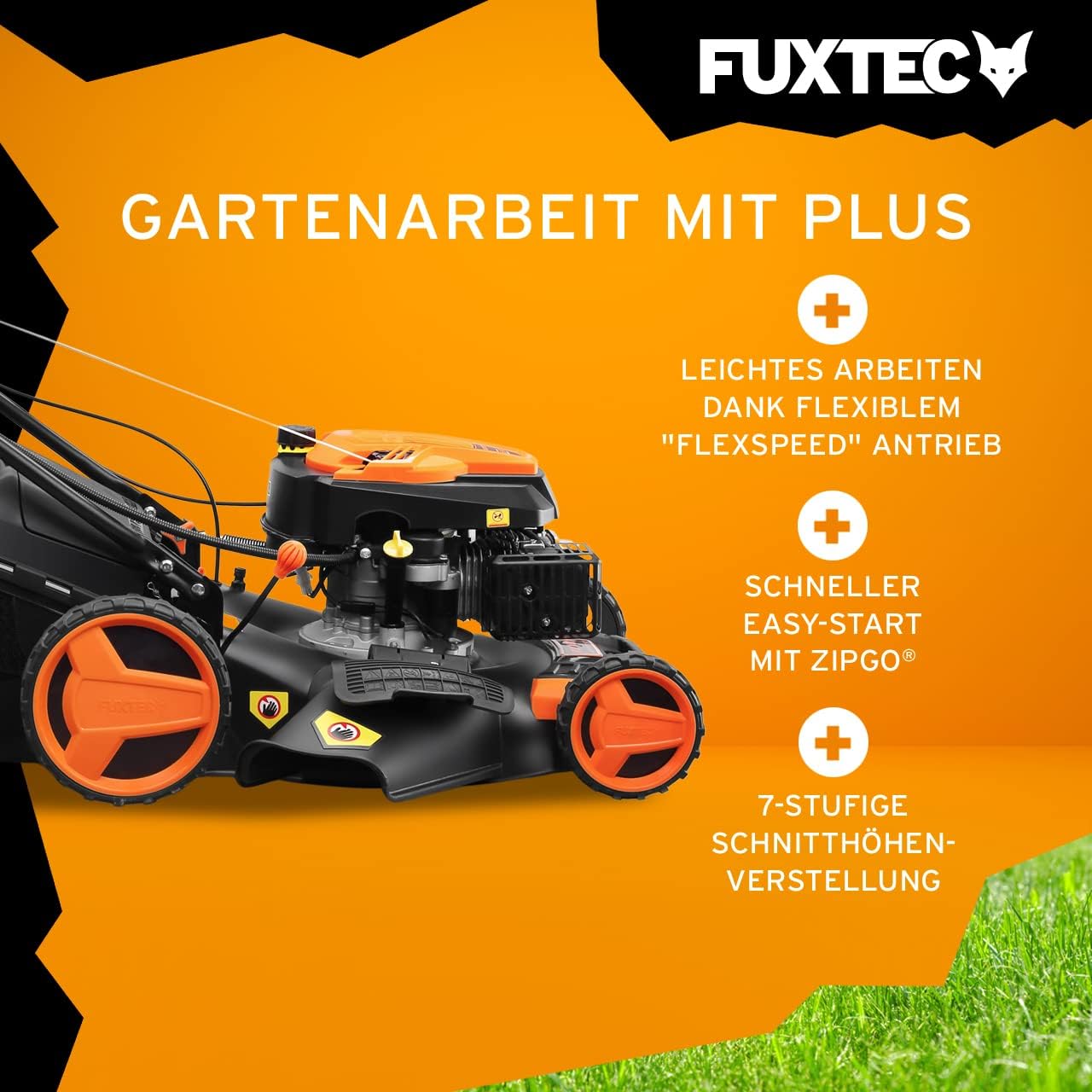 FUXTEC FX-RM5196eSPRO 4in1 Benzinmäher, E-Start & Antrieb, 51 cm Schnitt