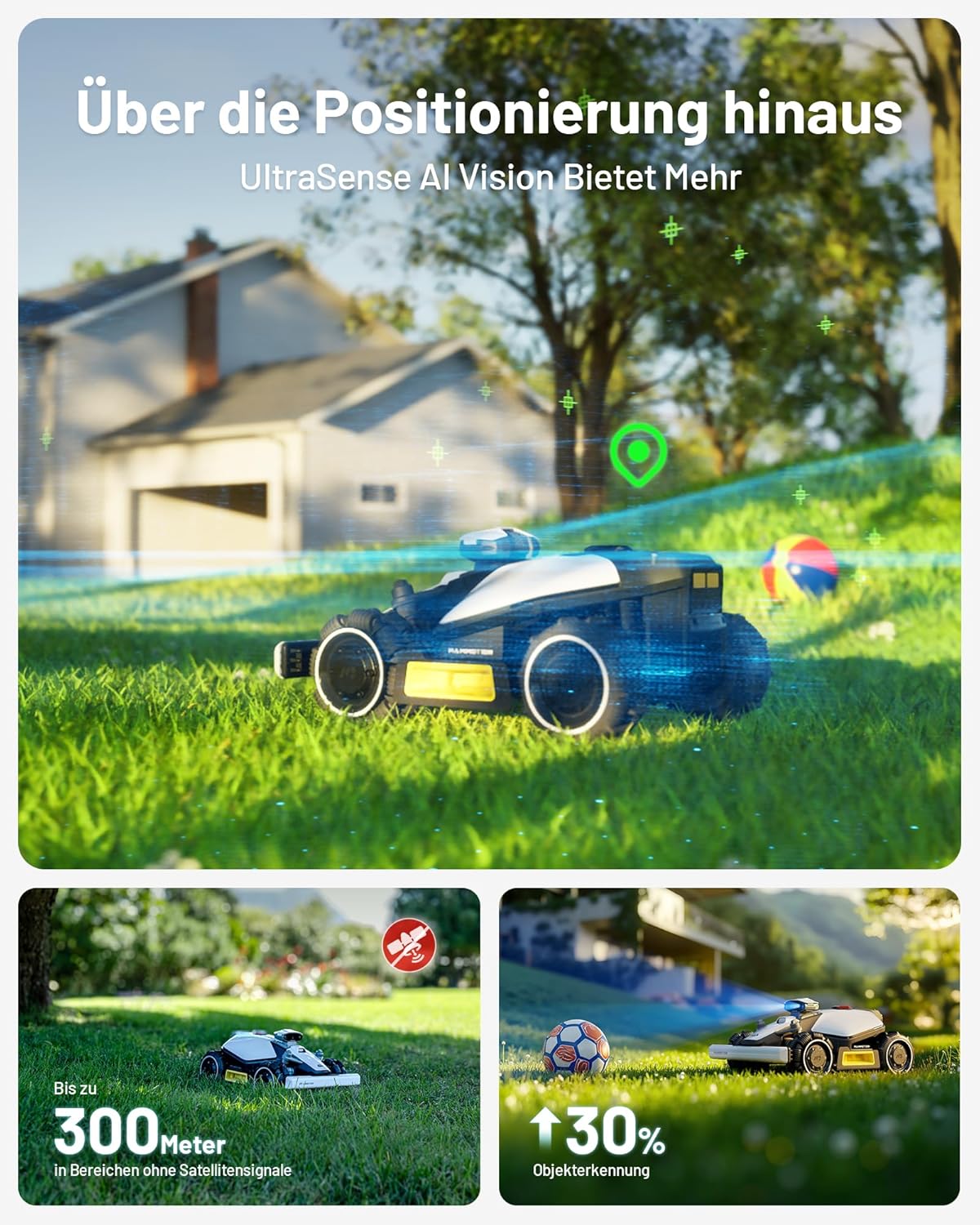 MAMMOTION LUBA mini AWD 1500 Mähroboter 1500 m², NetRTK+Vision, ohne Kabel, 80 % Steigung