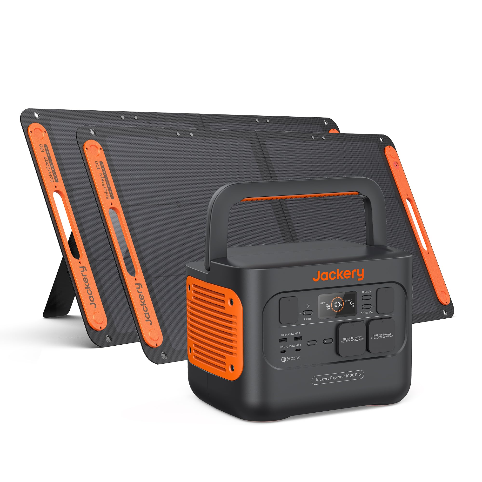 Jackery Powerstation 1000 v2 mit 200W Solarpanel, 1070Wh LiFePO4 Solargenerator, 1500W AC/100W USB-C Ausgang,1 Std. Schnellladung für Camping, Wohnmobil, Notfall