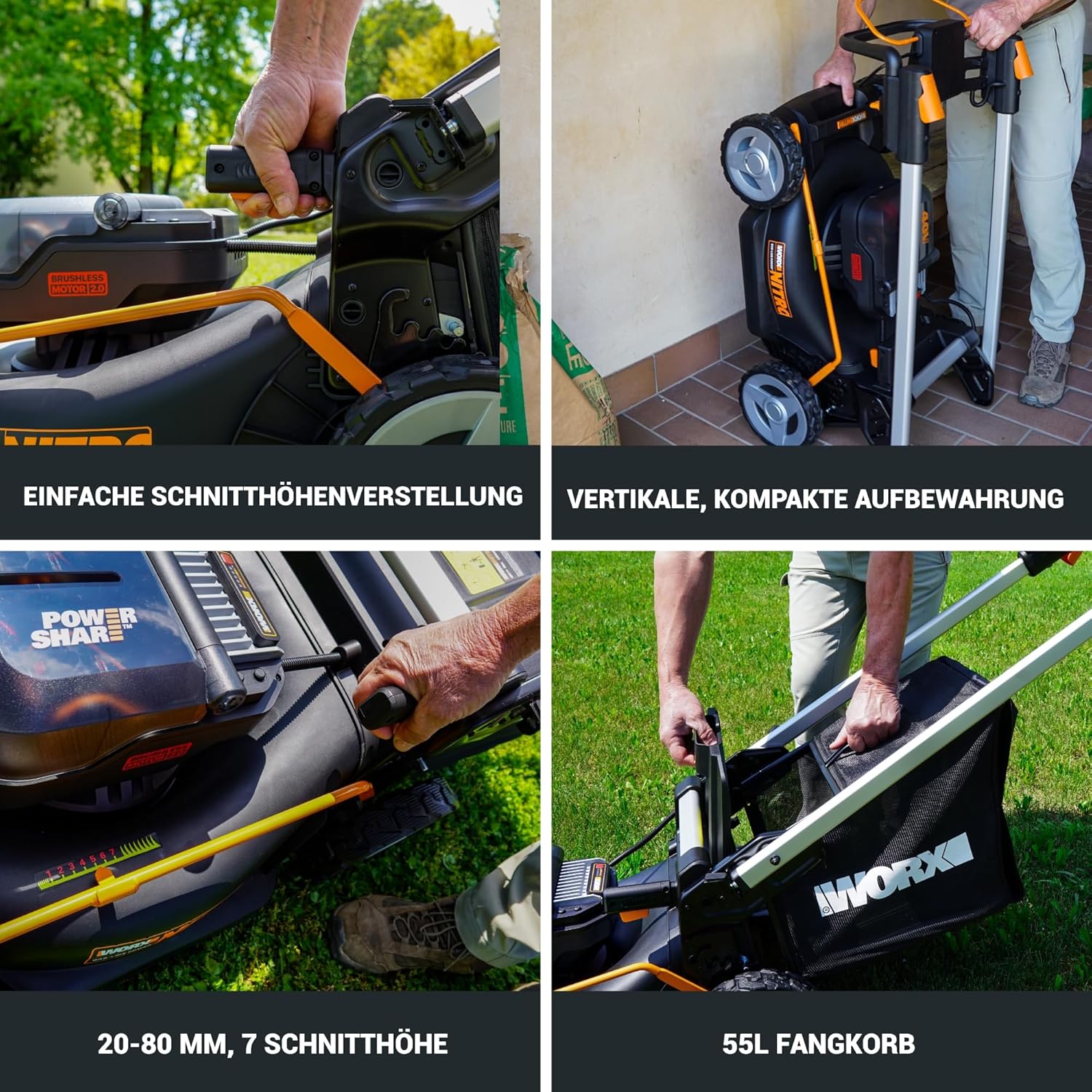 WORX WG749E Akku-Rasenmäher 40V, 46 cm, Radantrieb & Akku-Set