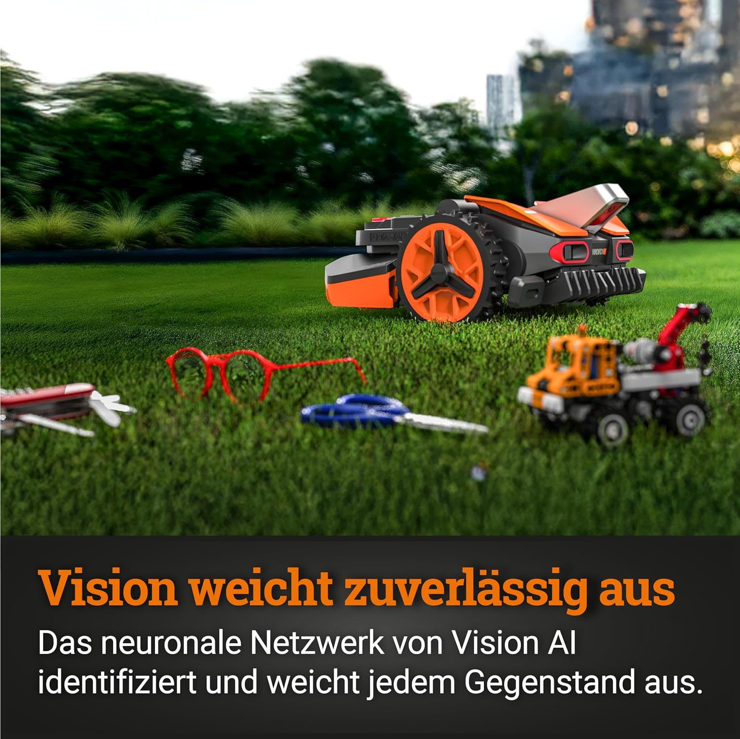 WORX Vision M800 Mähroboter 800 m² ohne Kabel, KI & Igelschutz