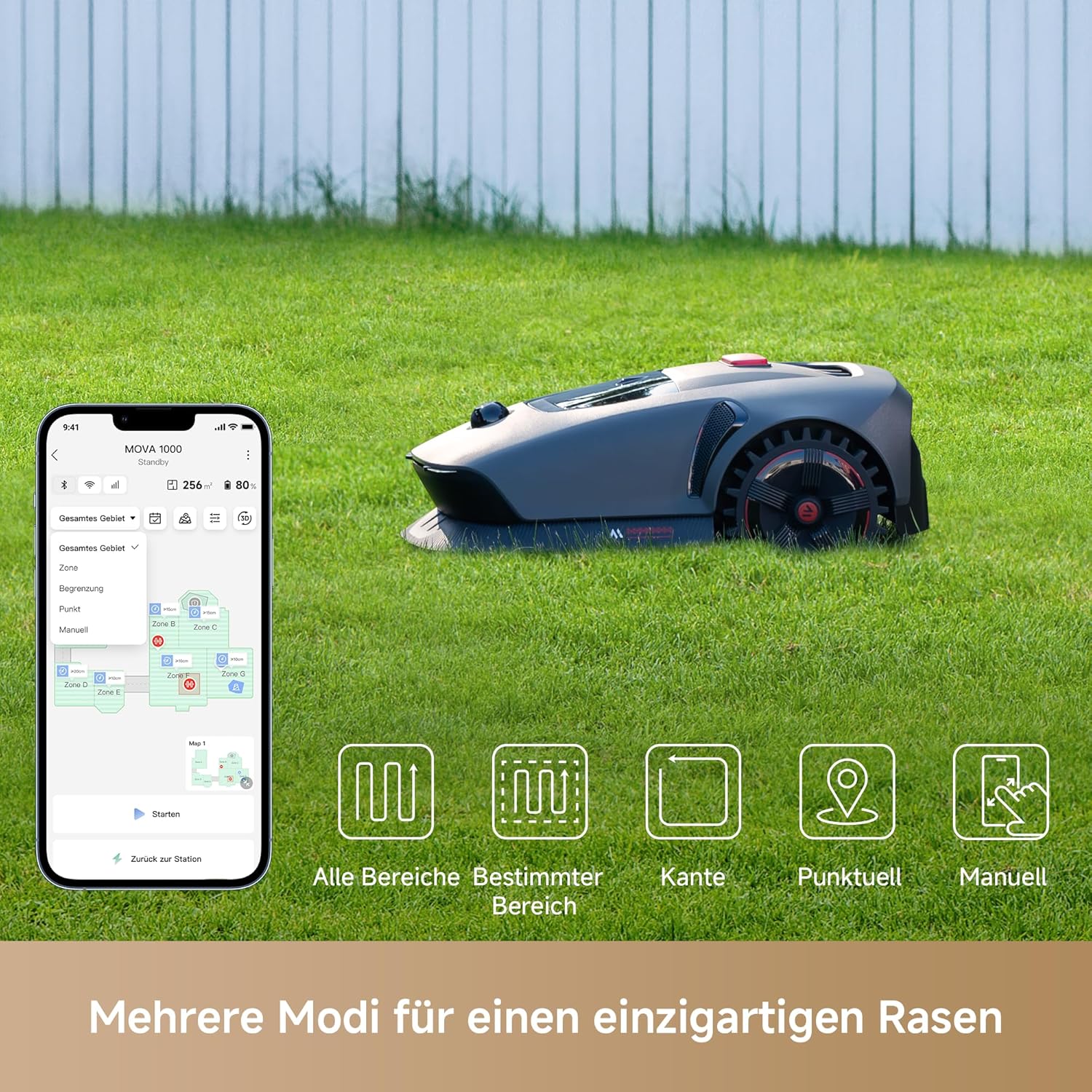 MOVA 1000 Mähroboter 1000 m², 3D-LiDAR & App-Steuerung