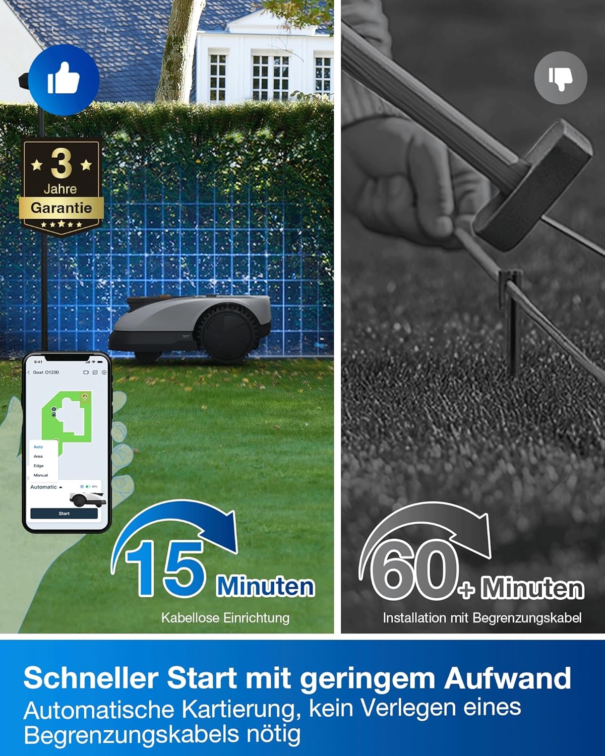 ECOVACS Goat O1200 Mähroboter 1200 m², RTK+Vision, ohne Kabel