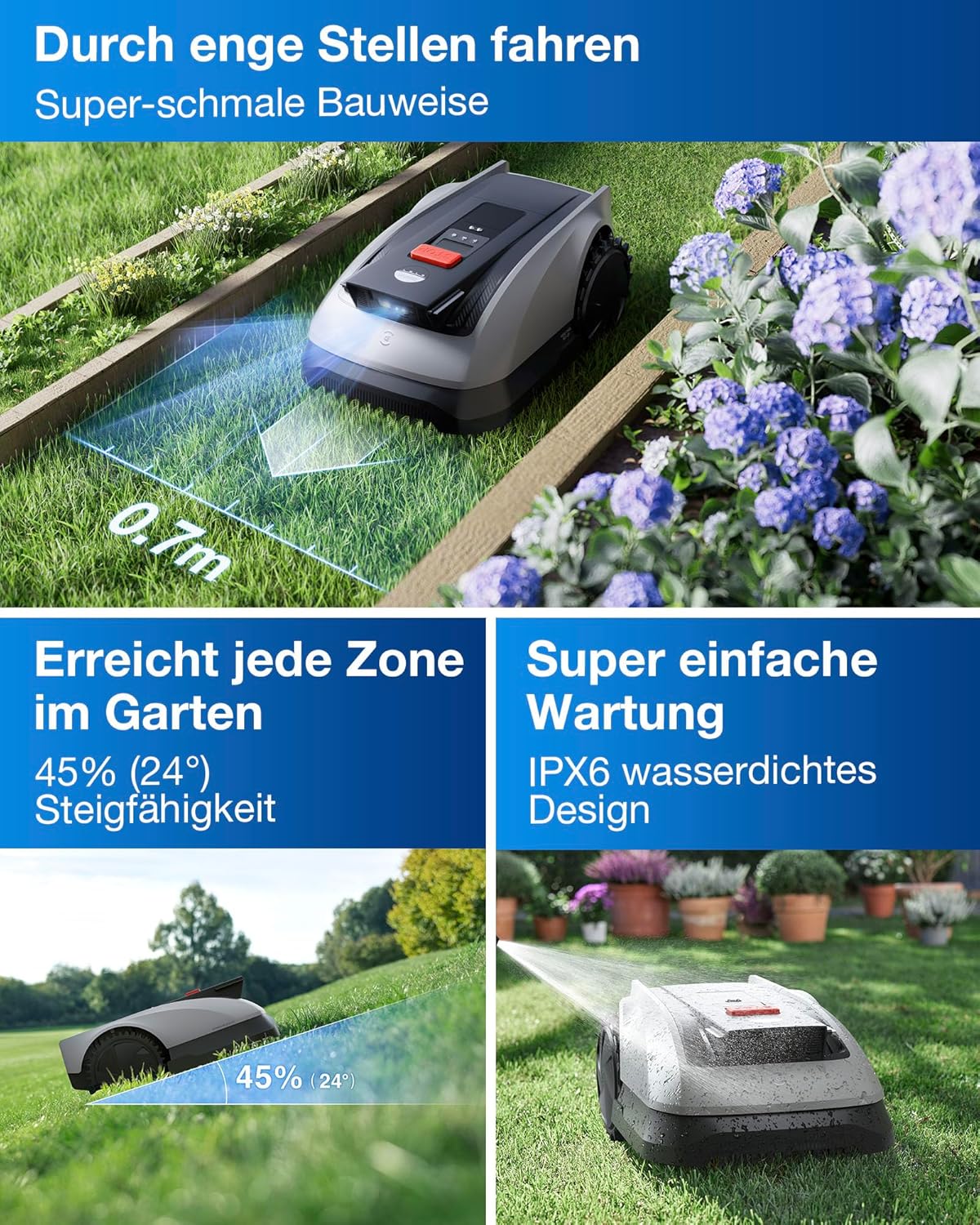 ECOVACS Goat O1200 Mähroboter 1200 m², RTK+Vision, ohne Kabel