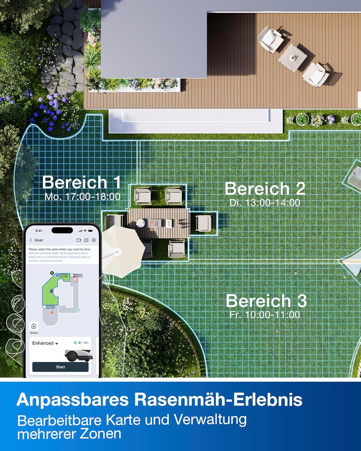ECOVACS Goat O1200 Mähroboter 1200 m², RTK+Vision, ohne Kabel