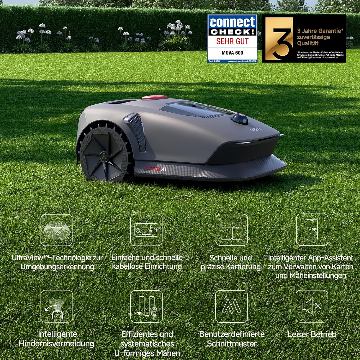 MOVA 600 Mähroboter 600 m², 3D-LiDAR & App-Steuerung