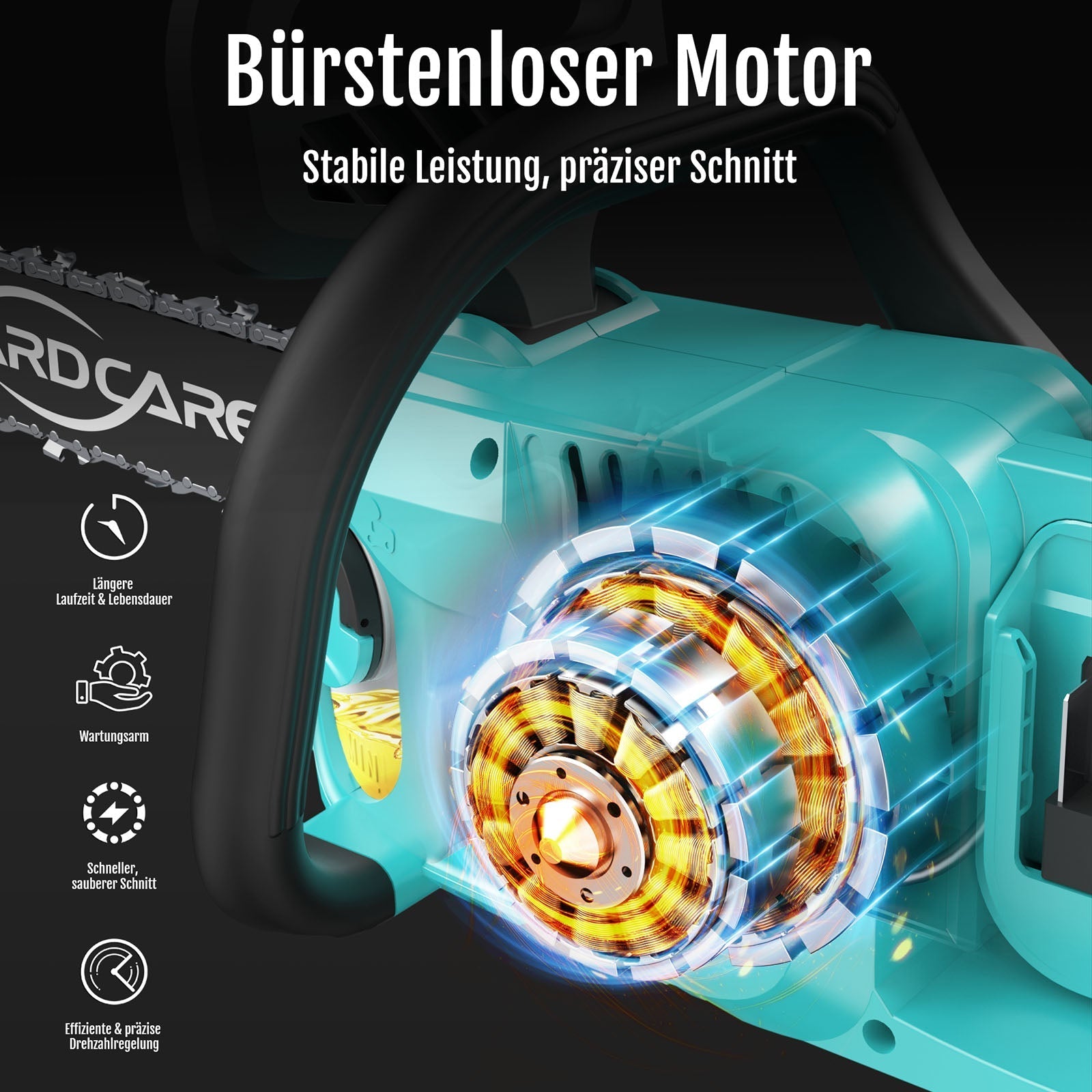 YARDCARE 16" bürstenlose Akku-Kettensäge