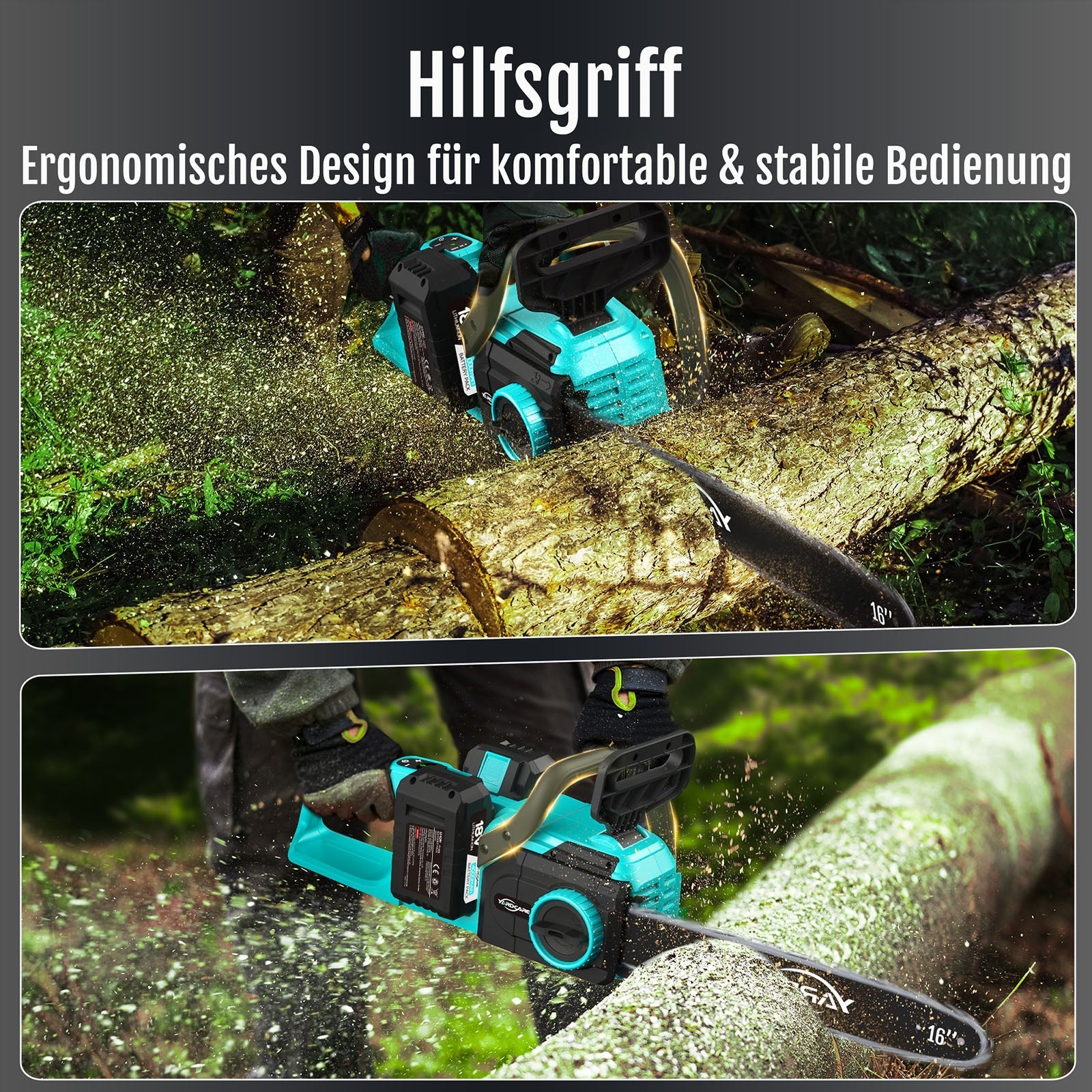 YARDCARE 16" bürstenlose Akku-Kettensäge