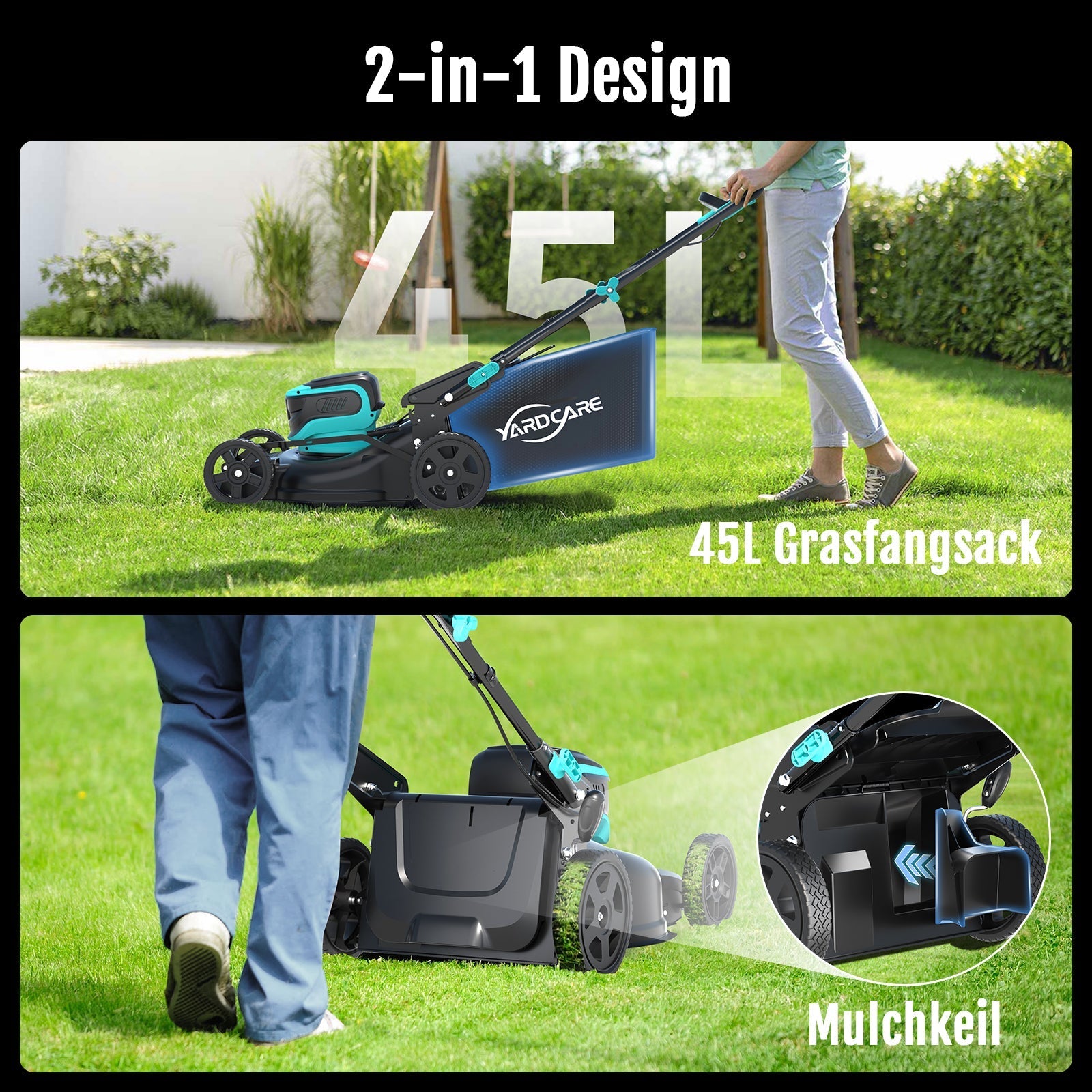 YARDCARE 16" bürstenloser Akku-Rasenmäher