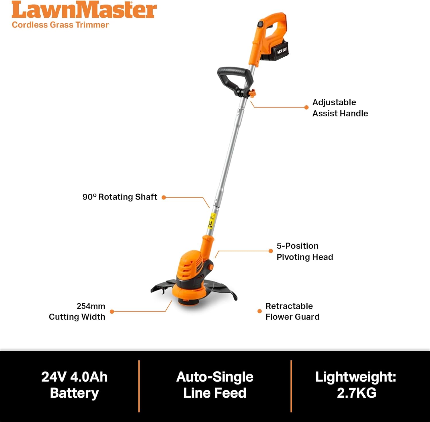 LawnMaster OcuMow™ 24V kabelloser Roboter-Rasenmäher & Trimmer