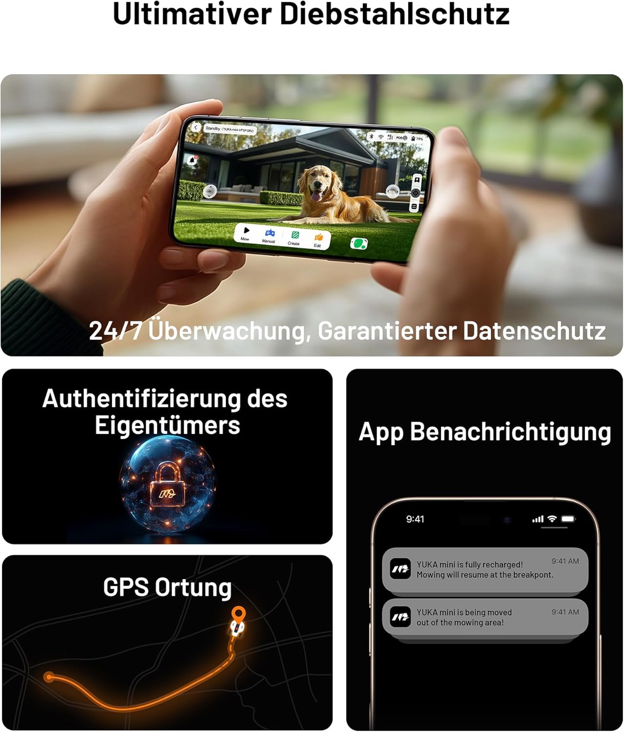 MAMMOTION YUKA Mini 500 Robotic Lawnmower, No Boundary Cable, 4G, Auto Mapping, 500m², 50% Incline