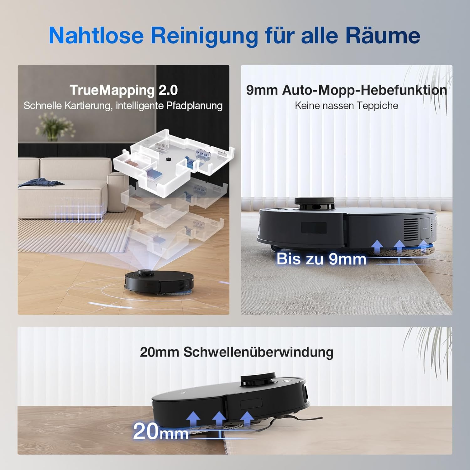 Deebot T30S Pro, 11,000Pa, Heißwasser-Wischung, ZeroTangle, TruEdge™, KI-Navigation