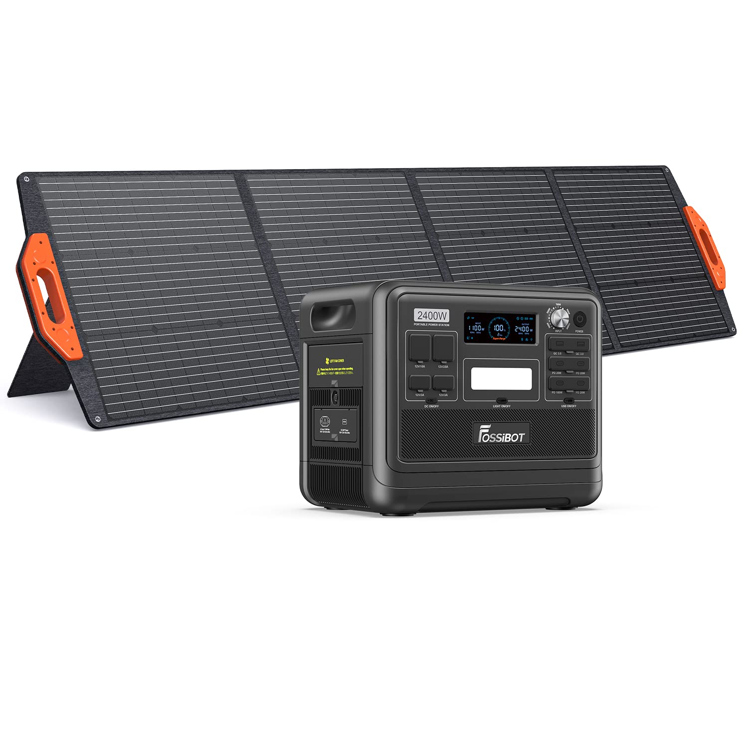 FOSSiBOT Tragbare Powerstation 2048Wh LiFePO4 Mobiler Solargenerator mit 230V/2400W (Spitze 4800W), USB und QC, Mobile Stromspeicher für Outdoors, Power Station für Camping, Reisen