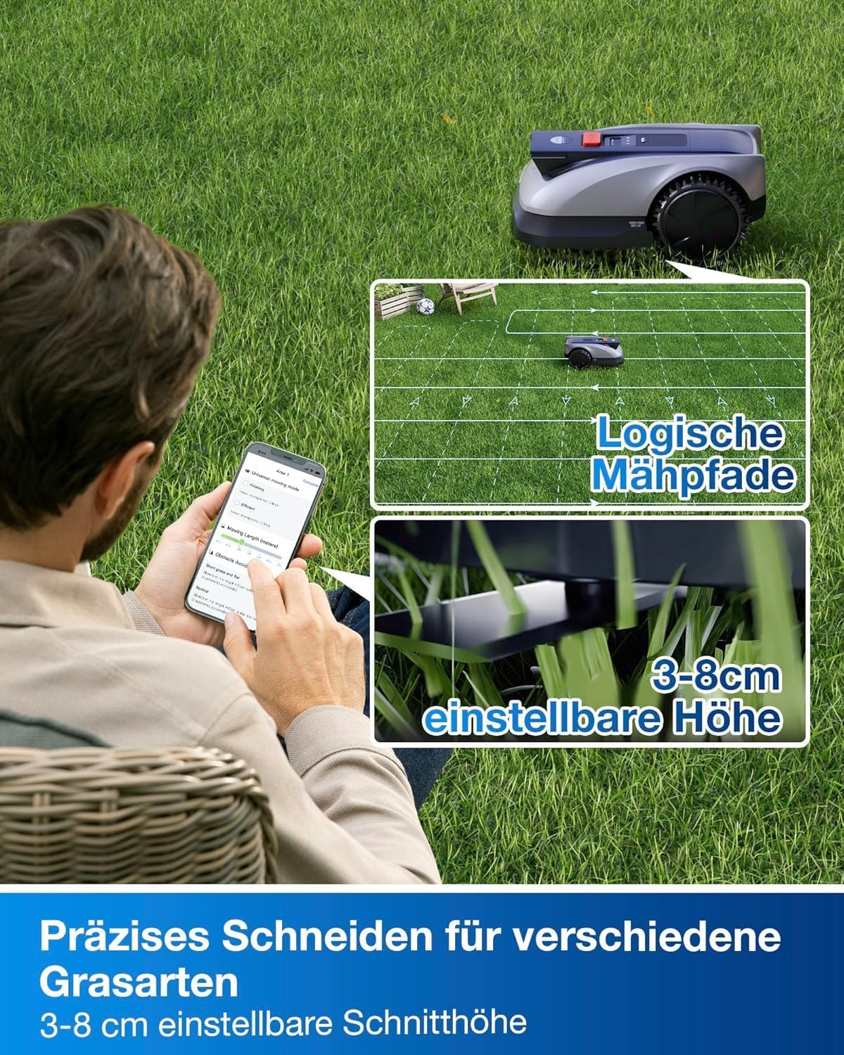 ECOVACS Goat O1200 Mähroboter 1200 m², RTK+Vision, ohne Kabel