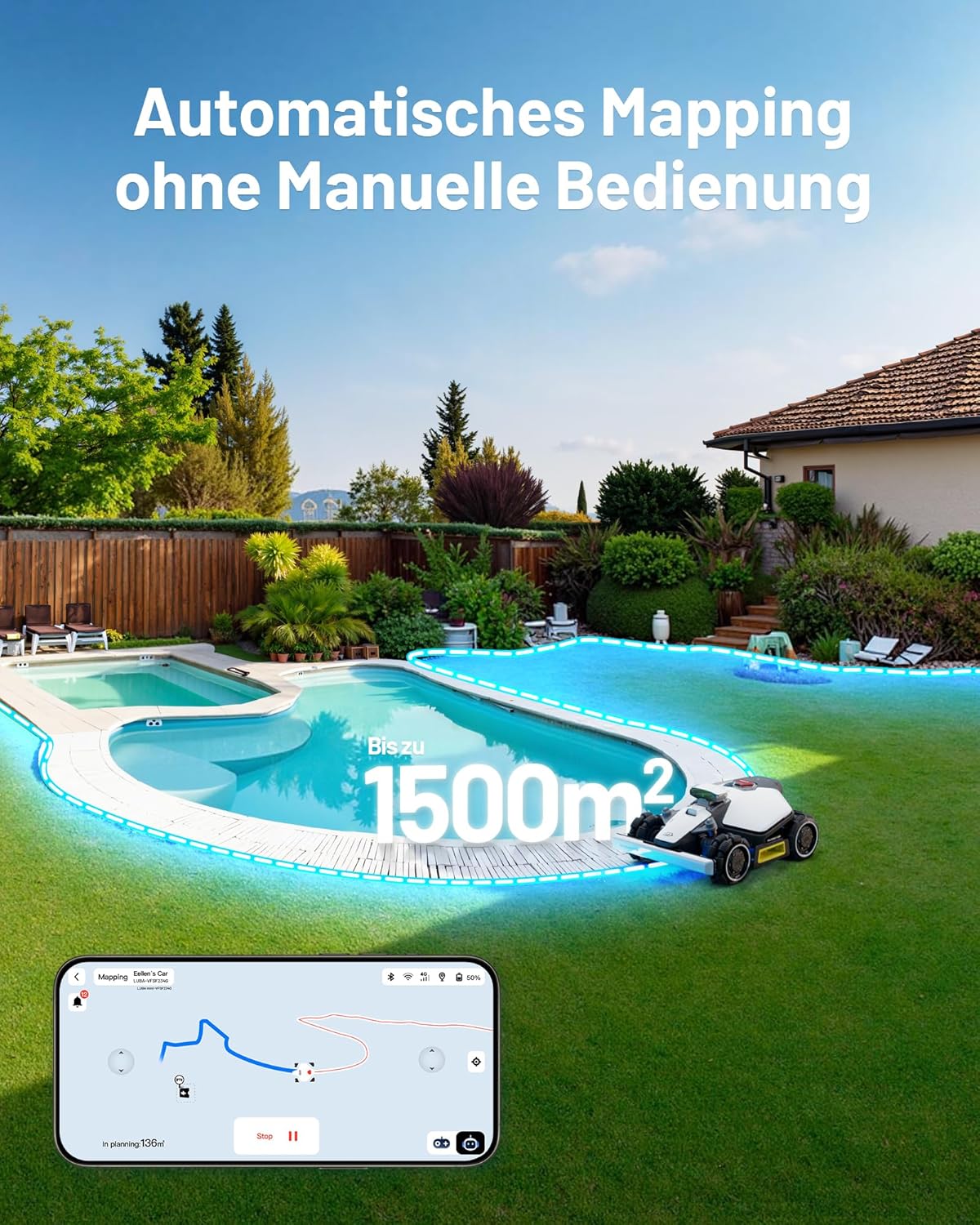 MAMMOTION LUBA mini AWD 800, 800m², Ohne Kabel, NetRTK+Vision, 4G, 80% Steigung