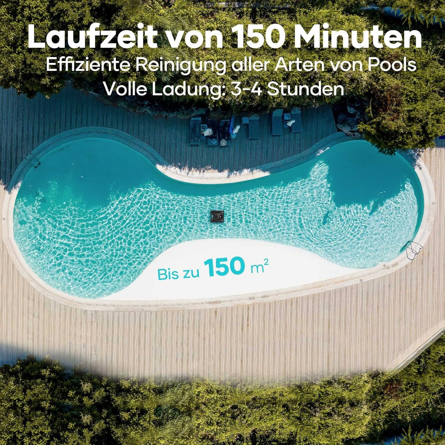 AIPER Scuba S1 Kabelloser Poolroboter, Boden & Wand, Navigation 2.0, 150 Min Laufzeit, bis 150㎡