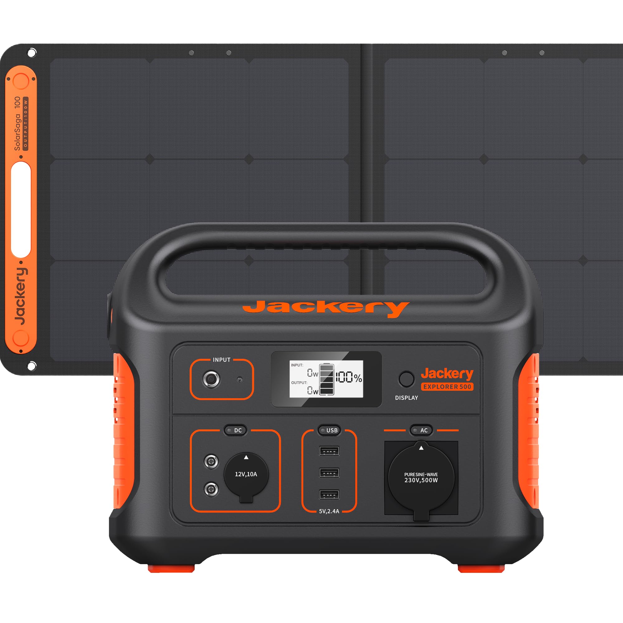 Jackery Explorer 500, 518Wh Tragbare Powerstation Mobiler Stromspeicher mit 230V/500W (Spitze 1000W) Steckdose + USB, Mobile Stromversorgung mit LCD-Anzeige für Party, Camping, Wohnmobil, Heimwerken